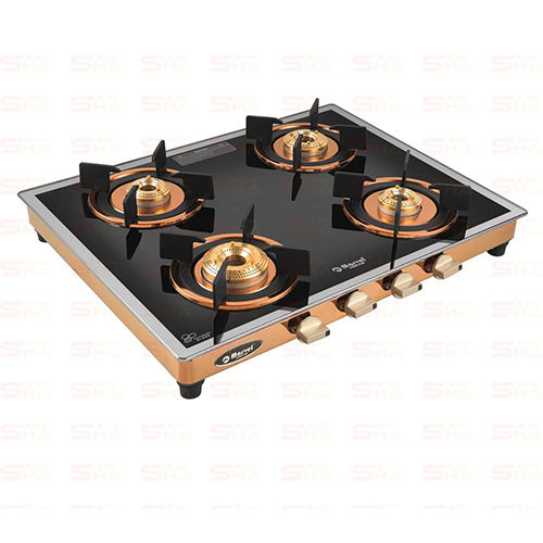 Four Burner Gas Stove 4BR MIRROR GLASS WITH ROSE GOLD MIRROR FINISH FRAME 4502