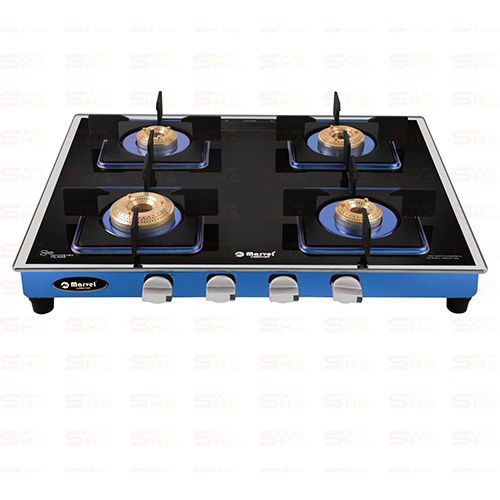 Four Burner Gas Stove 4BR MIRROR GLASS WITH BLUE MIRROR FINISH FRAME-Model No- WEGO 4501