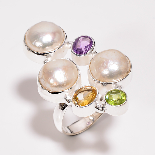 925 Sterling Silver Pearl Stone Ring