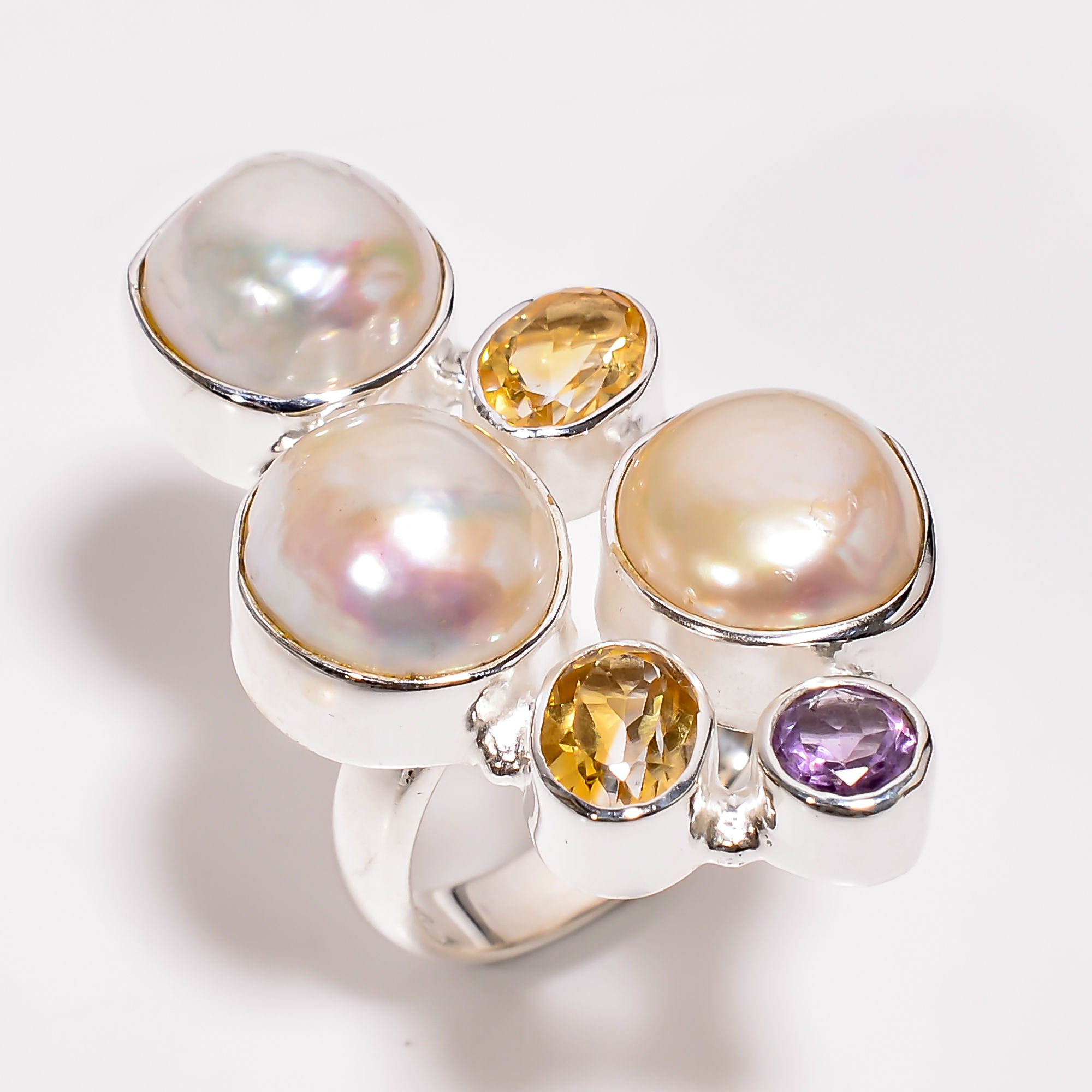 925 Sterling Silver Pearl Stone Ring