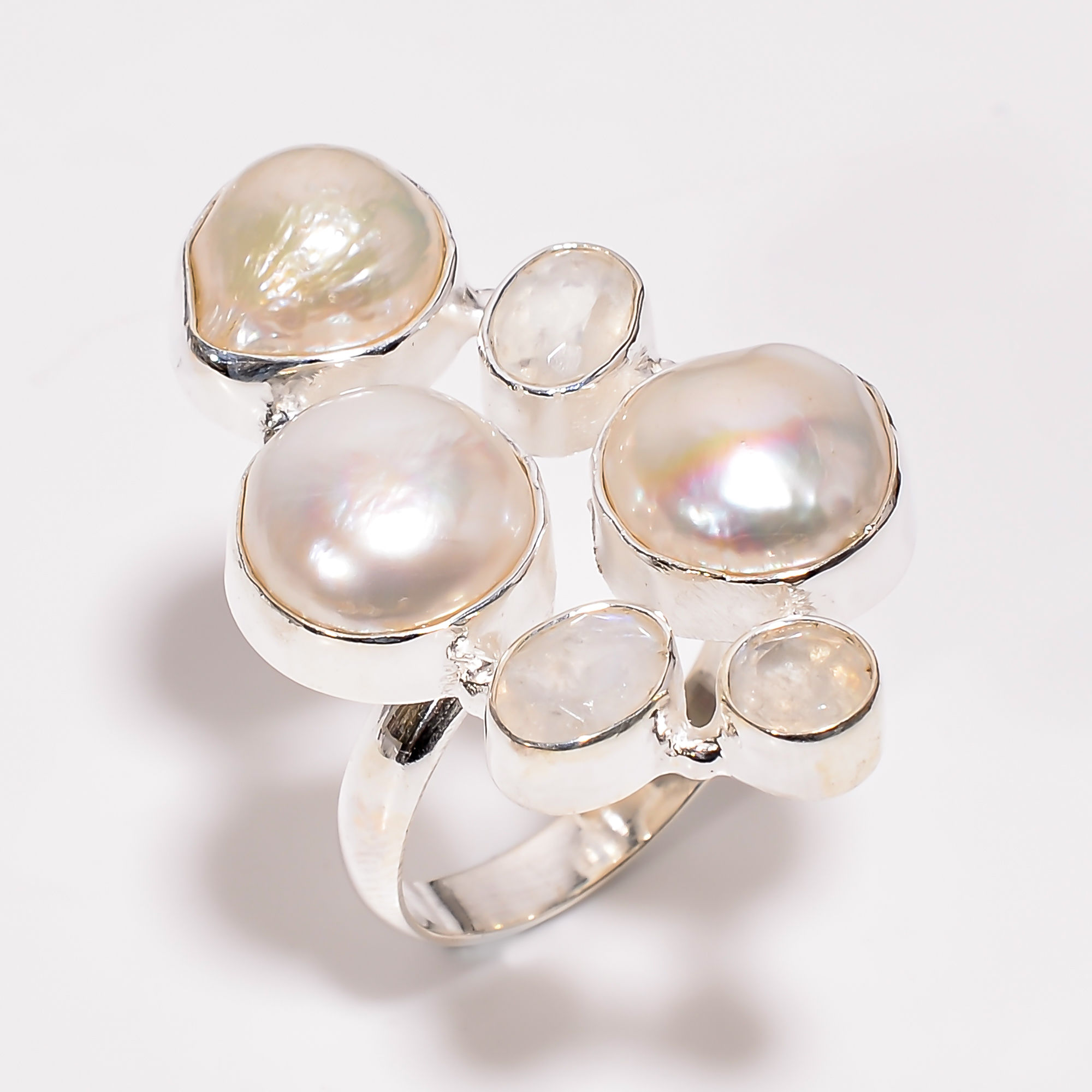 925 Sterling Silver Pearl Stone Ring