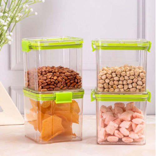 TRANSPARENT PLASTIC SQUARE STORAGE CONTAINER SET I AIR TIGHT BPA FREE CONTAINERS FOR KITCHEN STORAGE SET (5809)