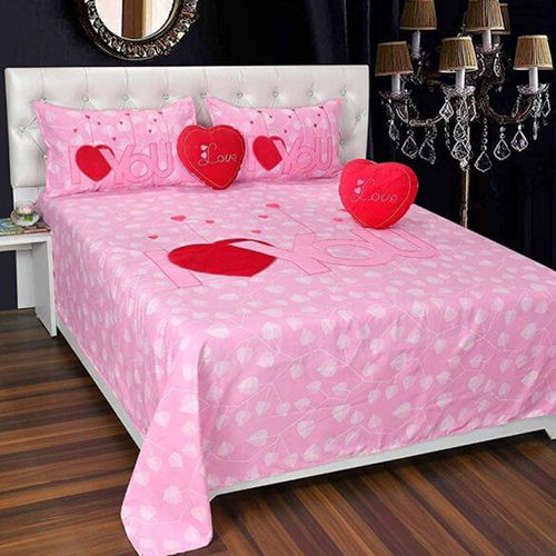 5 Pcs I Love You Beautiful Embroidery Bedsheet Set