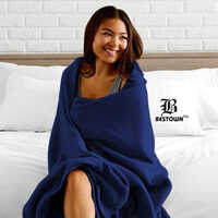 Donation Blanket - Wool, Full Size, Navy Blue | Plain Pattern, Ideal For Travel & Everyday Comfort