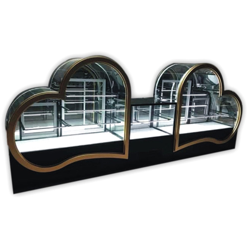 Glass Display Counter - Polished Stainless Steel and Glass | Custom Color Options, Modern Design