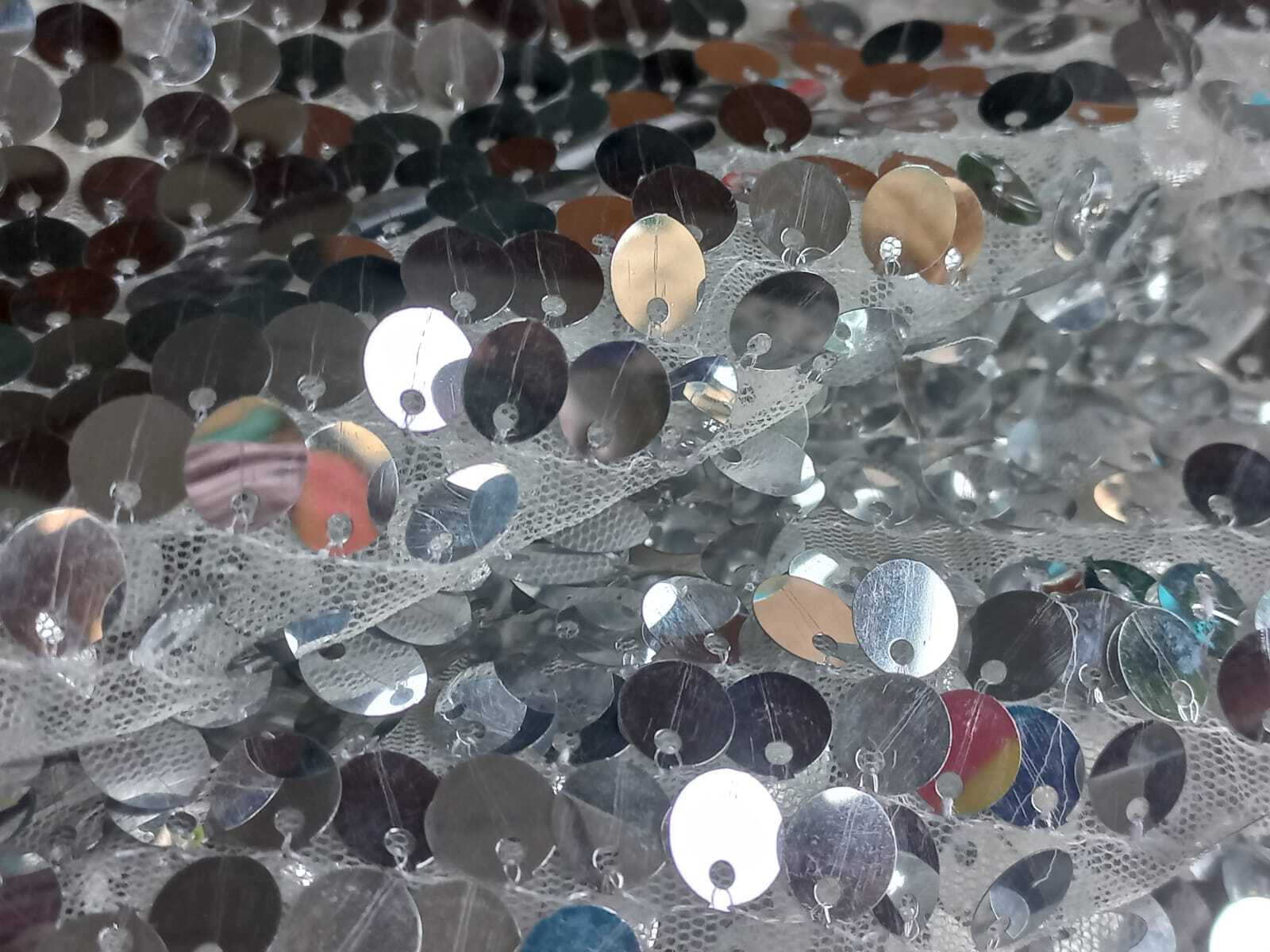 Allover silver sequins embroidery fabric price