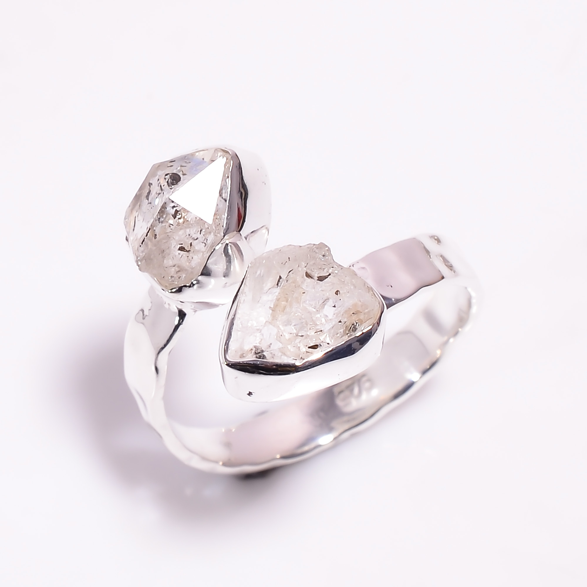 Silver Adjustable Raw Gemstone Ring