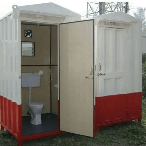 Portable Steel Toilet Cabin - Color: White