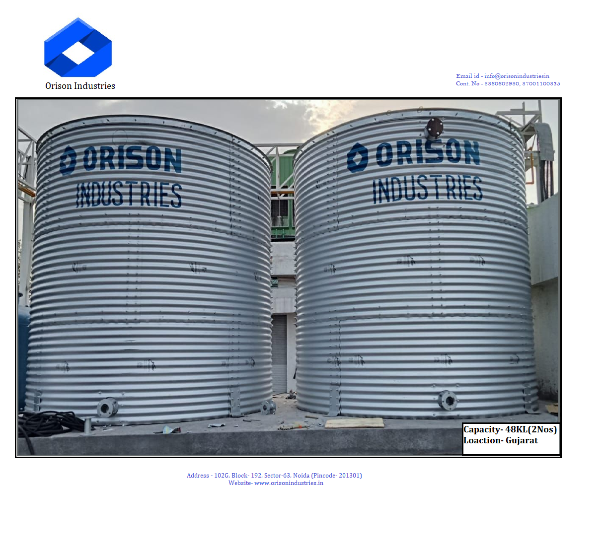 Vertical Zincalume Water Storage Tank