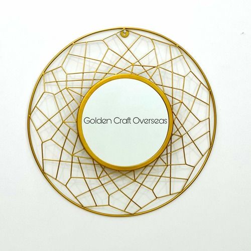 Gco Wall Mirror In Iron With Golden Powder Coated Finish For Interiors - Color: Gold