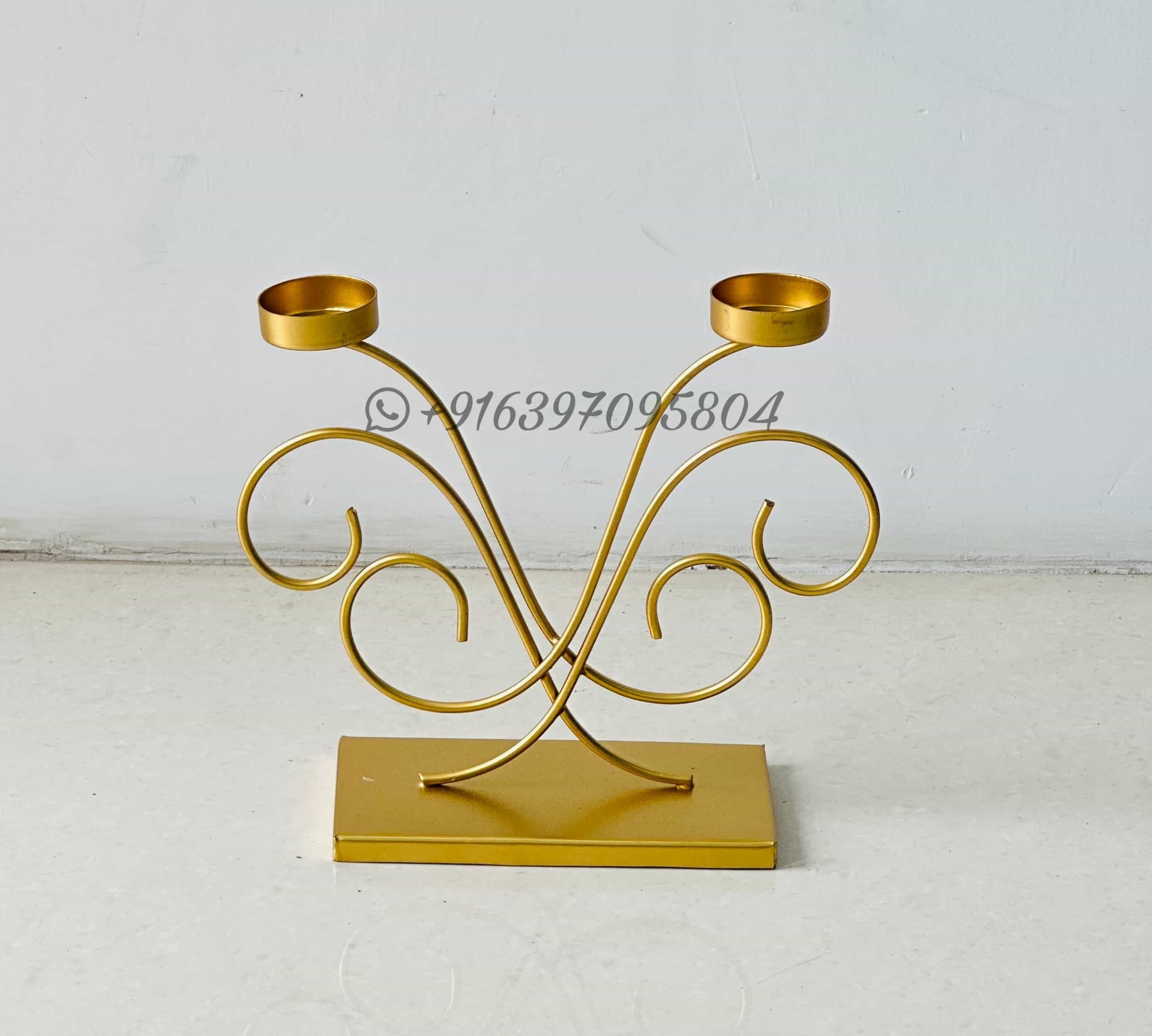 GCO Tea Light Stand aka Candle stand in iron with golden powder coated finish
