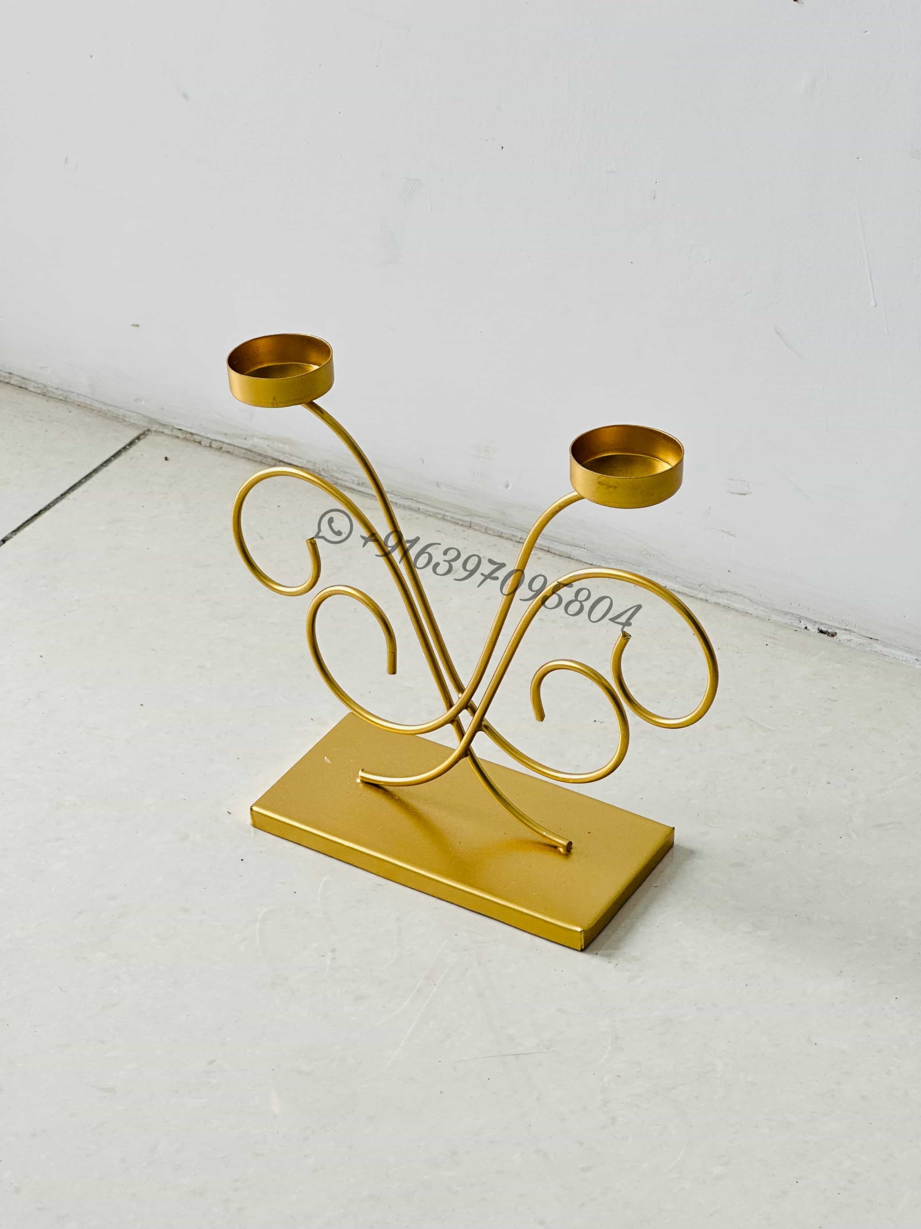 GCO Tea Light Stand aka Candle stand in iron with golden powder coated finish