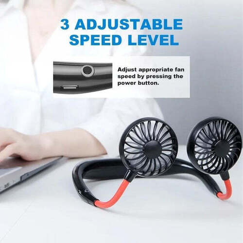 Portable Usb Battery Rechargeable Mini Fan Headphone Design Wearable Neckband Fan (0875)