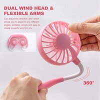 PORTABLE USB BATTERY RECHARGEABLE MINI FAN HEADPHONE DESIGN WEARABLE NECKBAND FAN (0875)