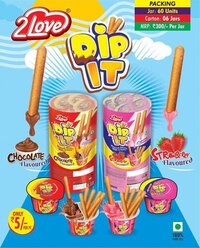 Dip It Sticks Waffer - Chocolate & Strawberry Eggless Flavor, Stick Shape | 6-month Shelf Life, Perfect For Snacking And Sharing