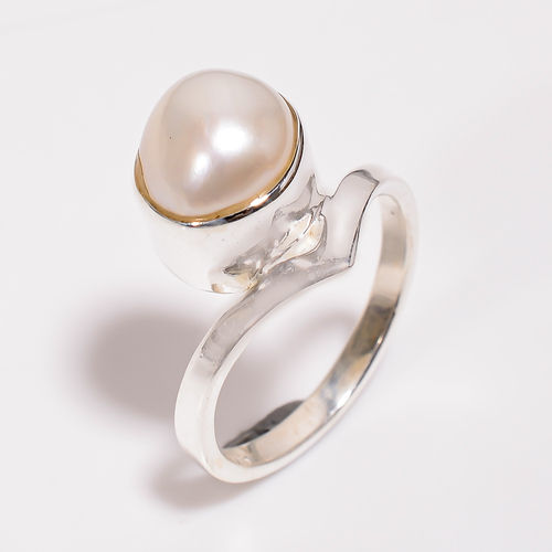 Baroque Pearl Silver Ring 925 Sterling Silver Handmade Jewelry