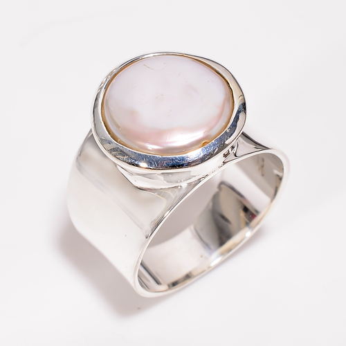 Men's Ring 925 Sterling Silver Baroque pearl Handmade Ring