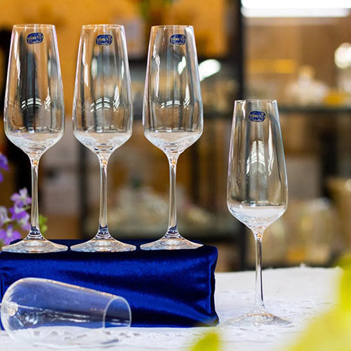 Bohemia Crystal Imported Premium Gisselle Champagne Flute Glass Set 190 ml (6.75 oz) Set of 6