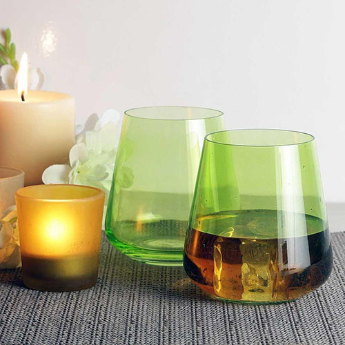 Whiskey Glass 400 ML Set of 6 Pcs Full Green  Bohemia Crystal Siesta