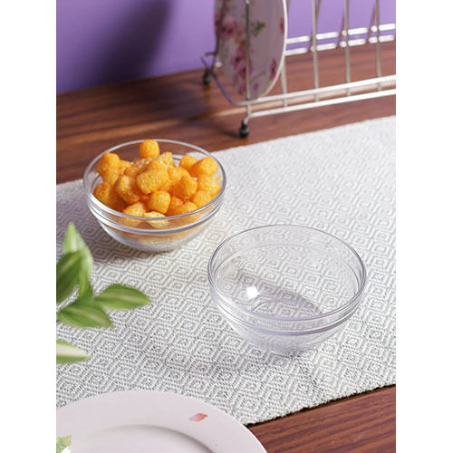 Transparent Uniglass Stackable Saladcurrydessertserving Glass Bowls Set (Transparent 370Ml)  Set Of 6