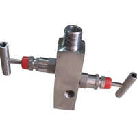 Double Block And Bleed Gauge Valve - Stainless Steel, 1/2 Inch Diameter, Silver | High Pressure, Industrial Pneumatic Operation, Water Media