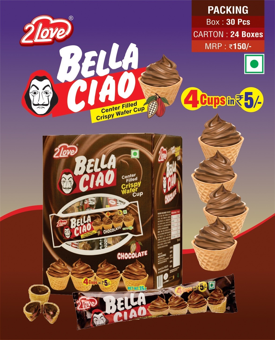 Bella Ciao Strawberry Vanilla Coffee Chocolate Cone
