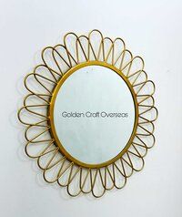 Wall Mirror in Iron with Golden Powder coated finish for interiors