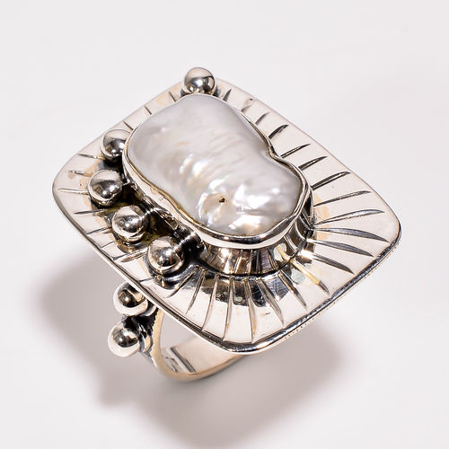 Baroque Pearl Gemstone 925 Sterling Silver Ring