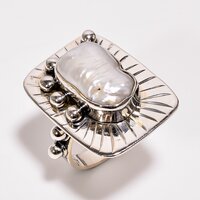Baroque Pearl Gemstone 925 Sterling Silver Ring