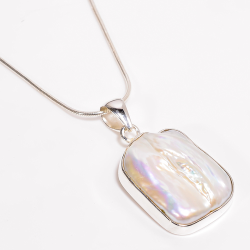 Baroque Pearl Gemstone 925 Sterling Silver Pendant For Girls