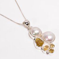 Multi Gemstone 925 Sterling Silver Pendant With Box Chain