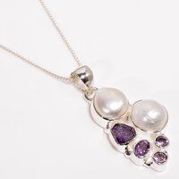 Multi Gemstone 925 Sterling Silver Pendant With Box Chain