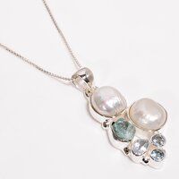 Multi Gemstone 925 Sterling Silver Pendant With Box Chain