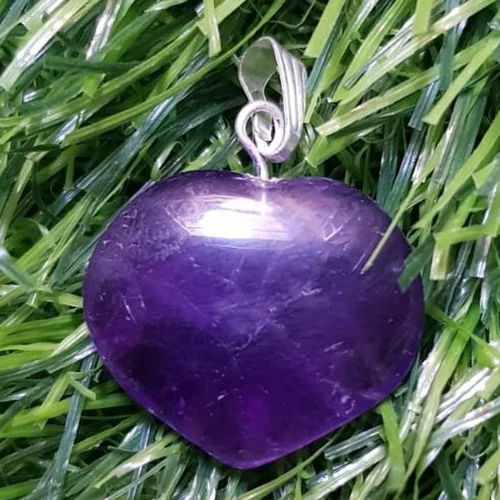 Heart Shape Amethyst Pendant Size: 25Mm(W)