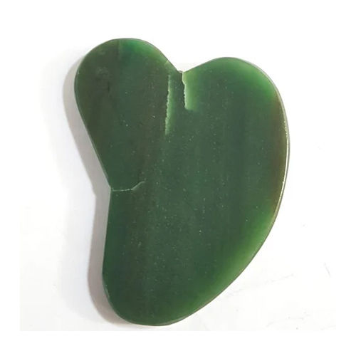 Princess Cut Green Jade Gua Sha Gemstone