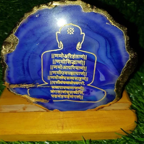 Pear Cut Precious Agate Namokar Mantra Plate