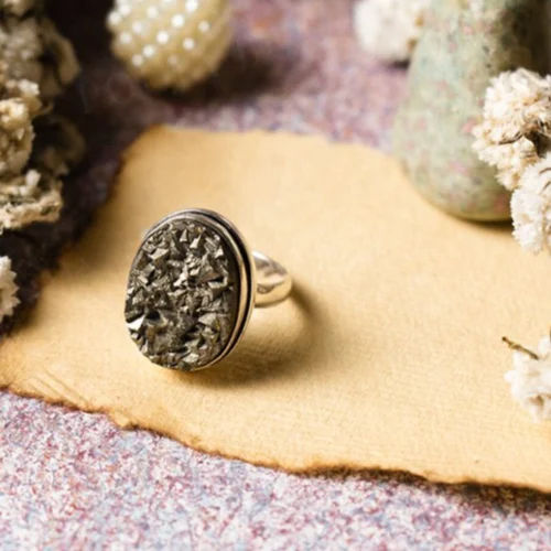 Pyrite German Silver Adjustable Ring Gender: Unisex