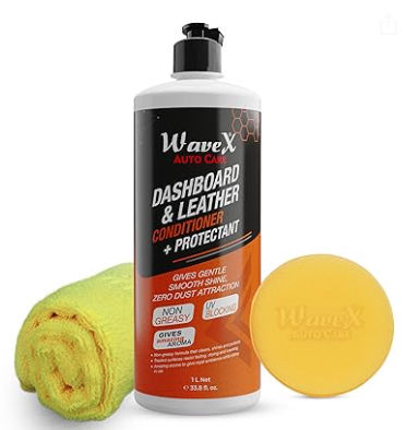 Wavex Dashboard Polish And Leather Conditioner Protectant (1 Ltr) With Microfiber Towel And Foam Applicator Application: Industrial