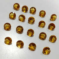 Citrine Round Faceted Gemstone - Material: Quartz