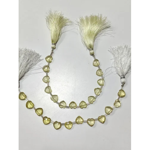 Lemon quartz heart shape beads