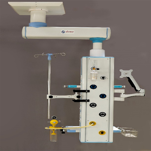 Single Arm Pendant - High Strength Aluminium, 300x200mm Console, 500-1000mm Arm Length | Versatile for Hospitals, Integrated Monitor Tray, Epoxy Coated White Finish