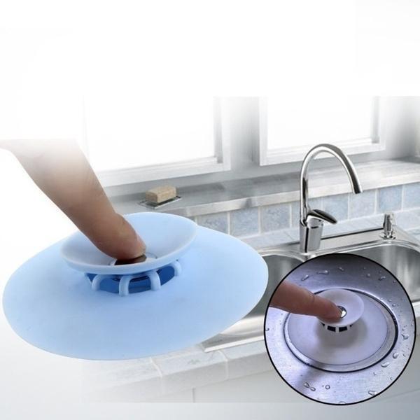 CREATIVE 2-IN-1 SILICONE SEWER SINK SEALER COVER DRAINER (MULTICOLOUR) (1163)