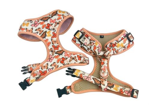 Red Flower Power Reversible Dog Harness Set