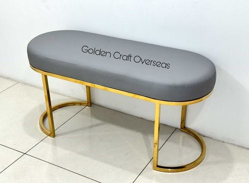 Pvd Coated Two Seater Bench With Grey Leatherite Cushioning - Brand Name: Golden Craft Overseas