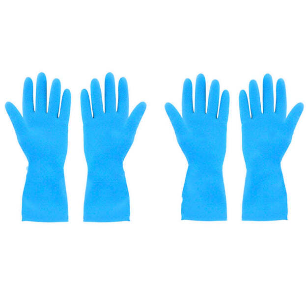 2 PAIR LARGE BLUE GLOVES FOR DIFFERENT TYPES OF PURPOSES LIKE WASHING UTENSILS GARDENING AND CLEANING TOILET ETC (4855)
