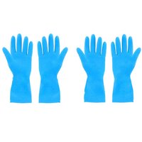 2 PAIR LARGE BLUE GLOVES FOR DIFFERENT TYPES OF PURPOSES LIKE WASHING UTENSILS GARDENING AND CLEANING TOILET ETC (4855)