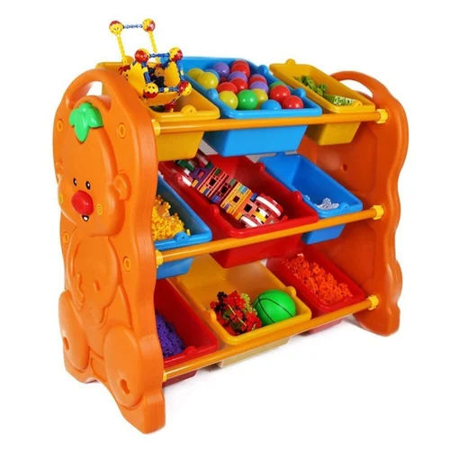 Orange Kids Display Rack Toy Shelf