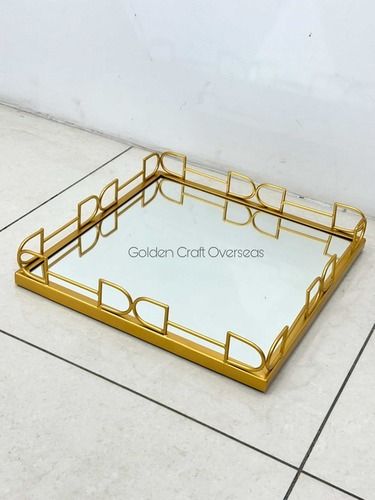 GCO Iron gifting tray aka serving tray with golden powder coated finish customised