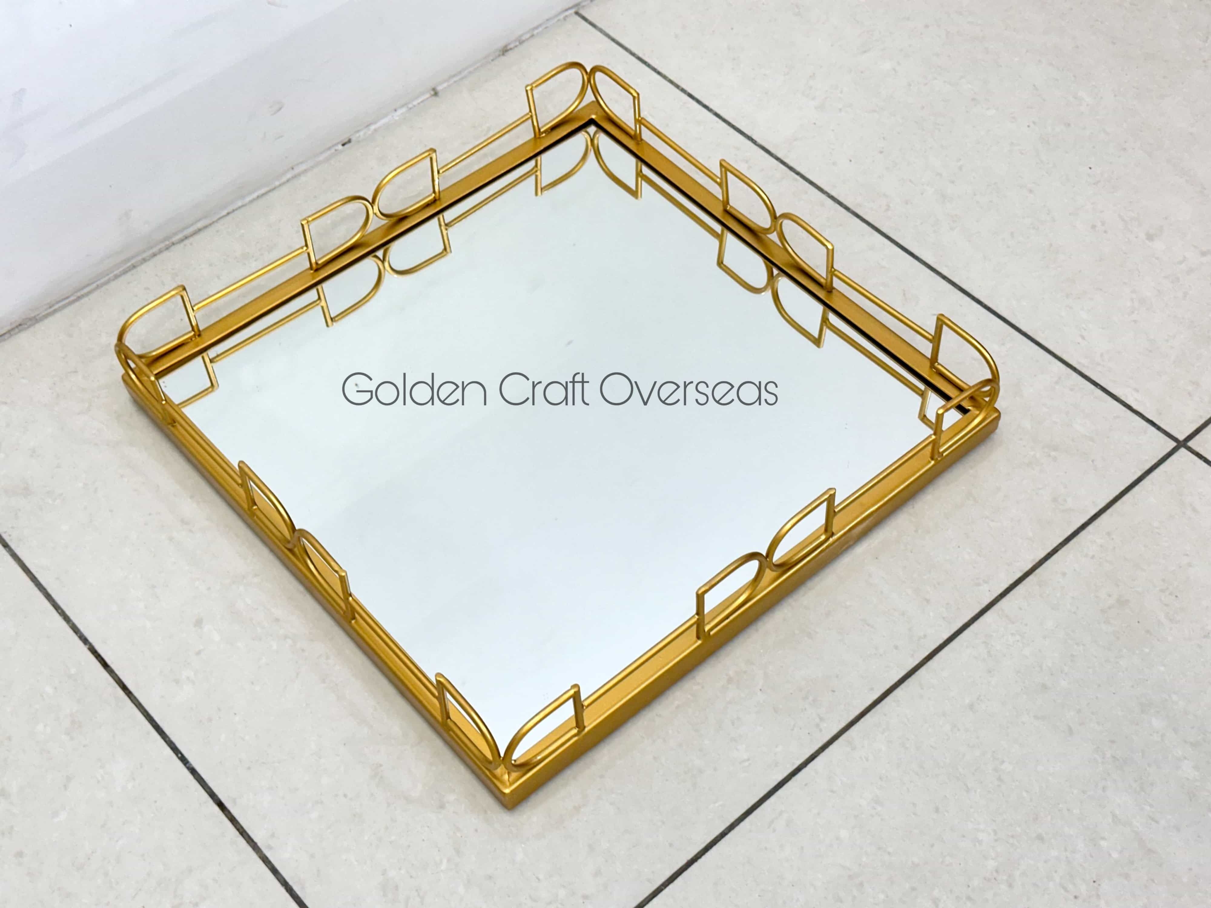 GCO Iron gifting tray aka serving tray with golden powder coated finish customised