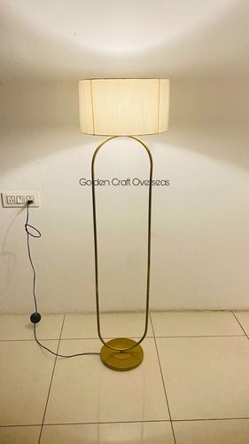 Iron Antique Gold Floor Lamp In Iron With Fabric Shade Custom Made - Material: Metal